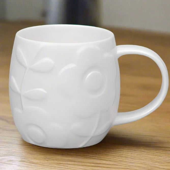 Plum White Bone China Mugs