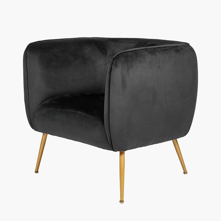 Lucca Black Velvet Chair with Gold Legs2 - Duck Barn Interiors