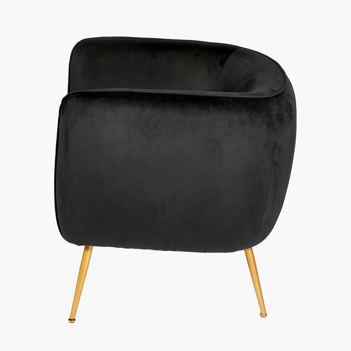 Lucca Black Velvet Chair with Gold Legs5 - Duck Barn Interiors