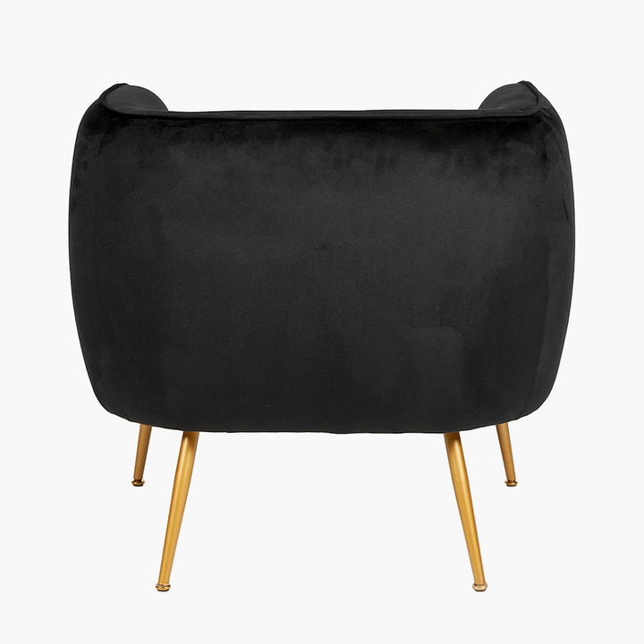 Lucca Black Velvet Chair with Gold Legs4 - Duck Barn Interiors