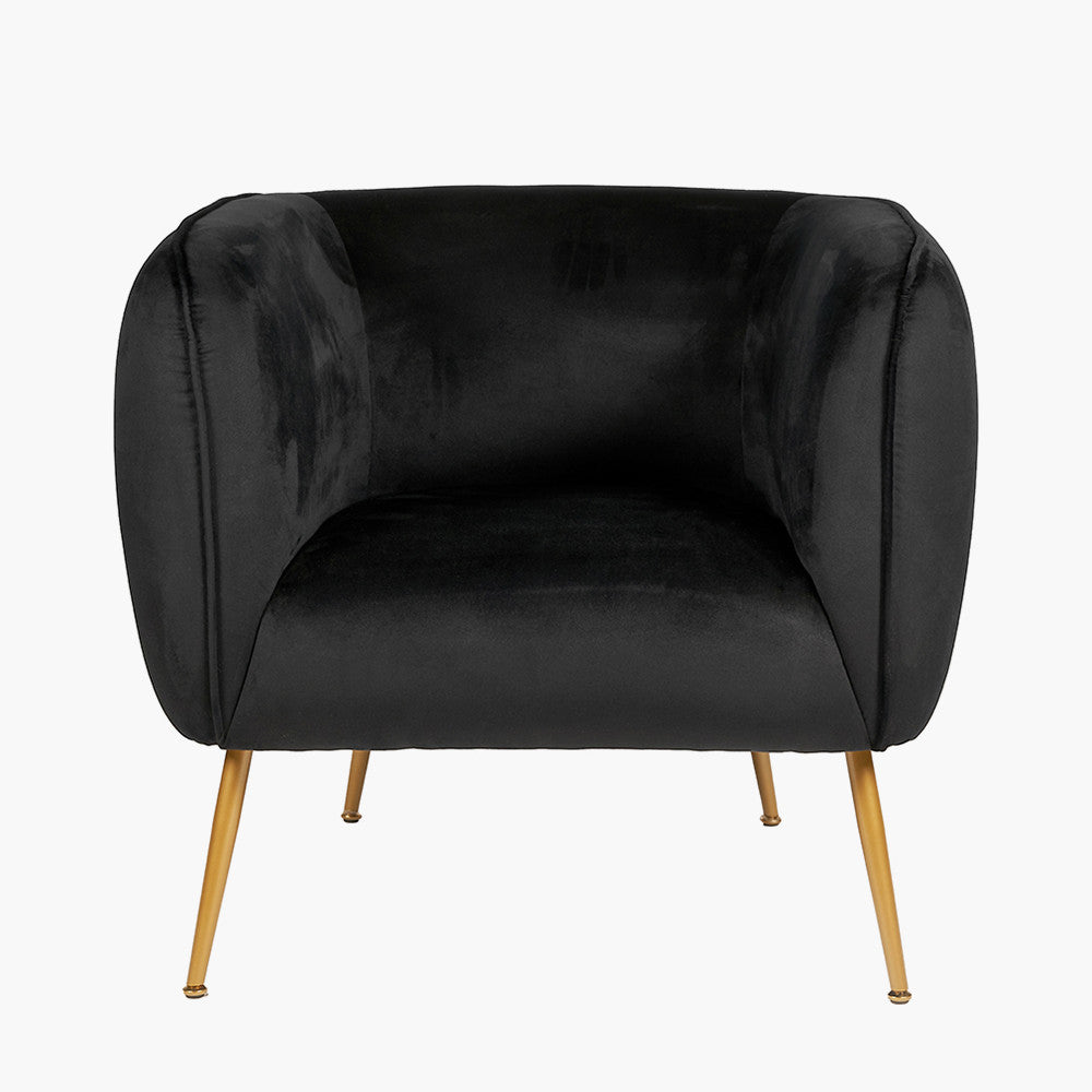 Lucca Black Velvet Chair with Gold Legs3 - Duck Barn Interiors