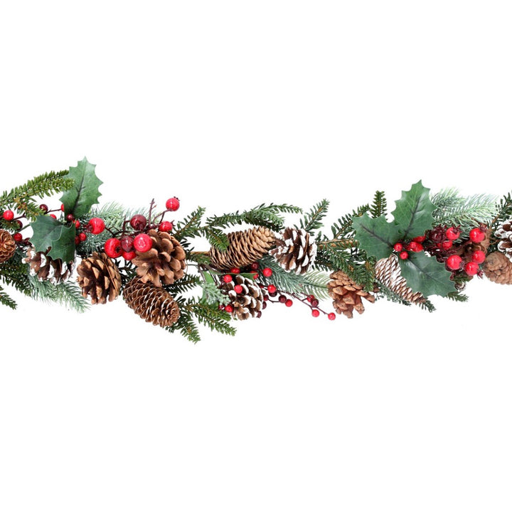 Christmas Garland - Fir with Red Berries & Snowy Cones1 - Duck Barn Interiors