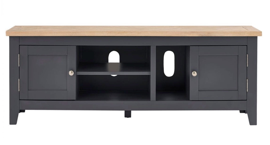 Bordeaux TV Unit with Parquet Top - Dark Grey