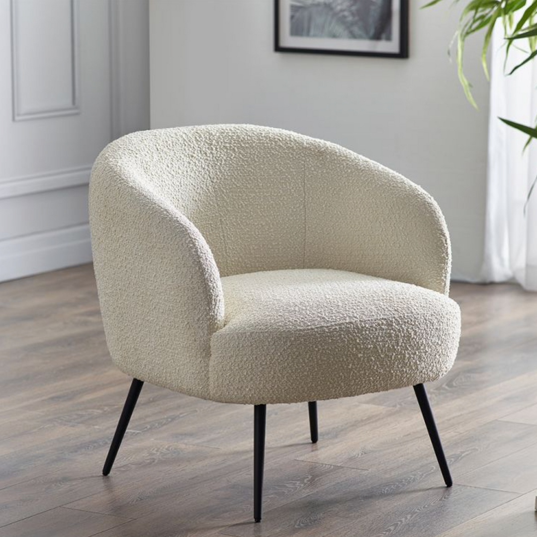 Gigi Ivory Boucle Accent Chair with Black Legs1 - Duck Barn Interiors