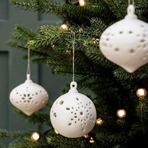 Airdrie White Cutwork Baubles - Set of 3