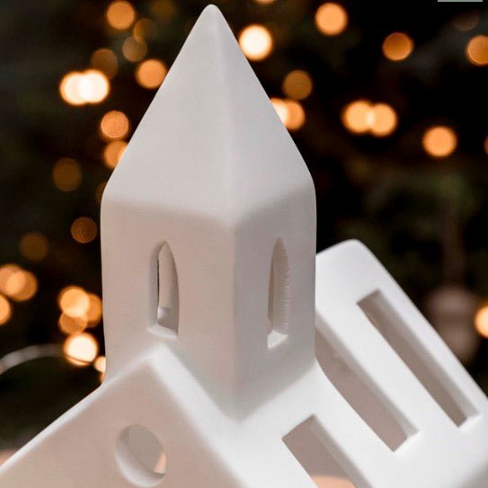 Airdrie White Porcelain Church Tealight Holder - Duck Barn Interiors