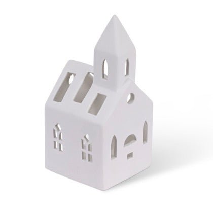 Airdrie White Porcelain Church Tealight Holder - Duck Barn Interiors