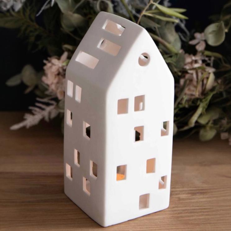 Airdrie White Porcelain Tealight House - Medium1 - Duck Barn Interiors