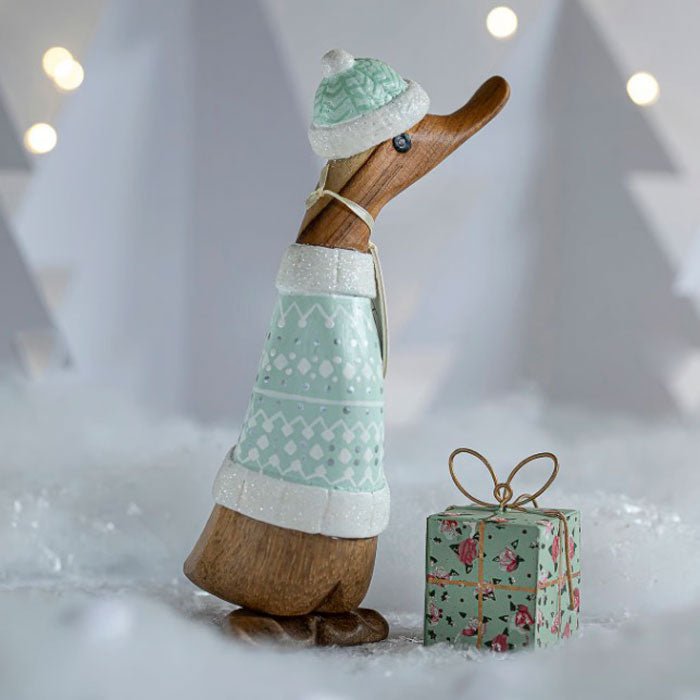 Alpine Fresh Duckling in Christmas Jumper and Bobble Hat1 - Duck Barn Interiors