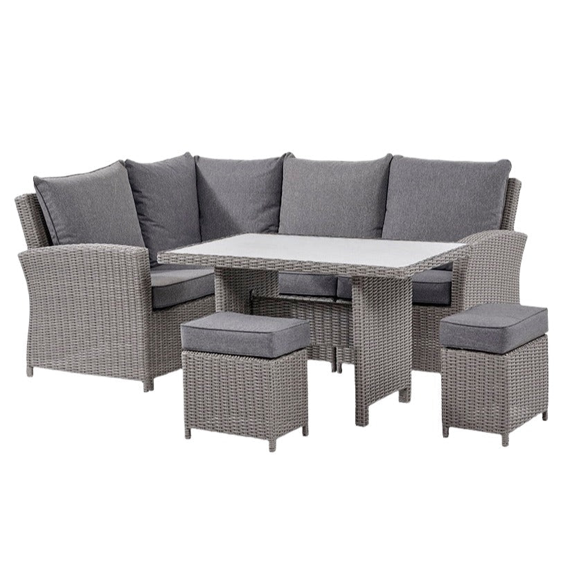 Barbados Slate Grey Outdoor Compact Corner Seating Set with Ceramic Top - Duck Barn Interiors