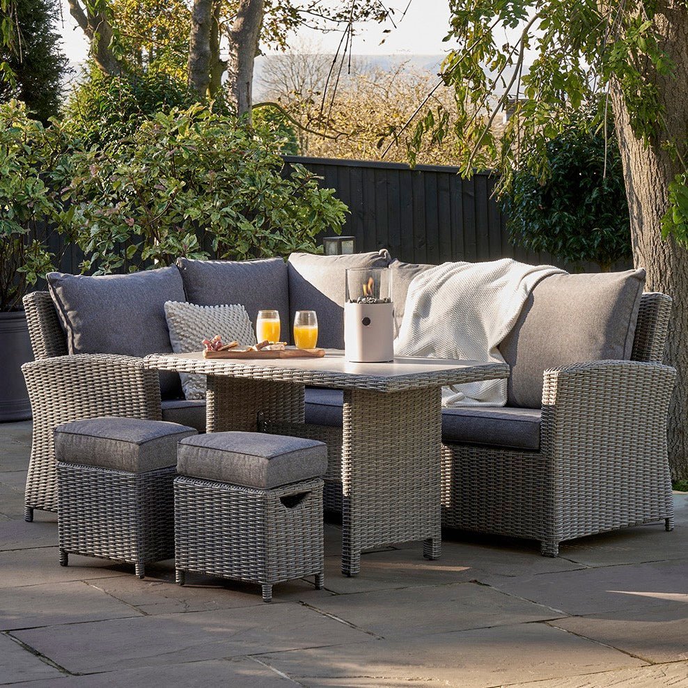 Barbados Slate Grey Outdoor Compact Corner Seating Set with Ceramic Top - Duck Barn Interiors