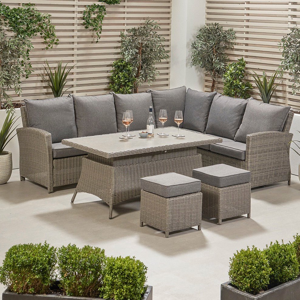 Barbados Slate Grey Outdoor Corner Seating Set Long Left with Ceramic Top - Duck Barn Interiors