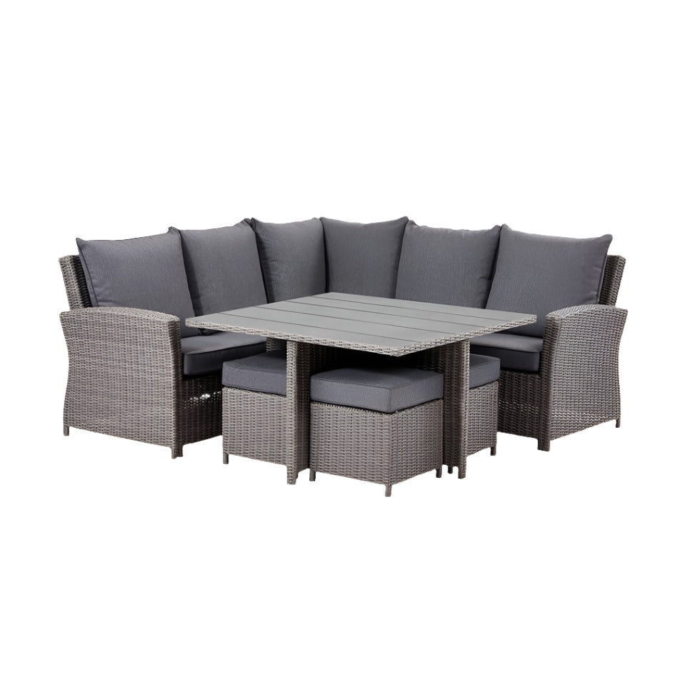 Barbados Slate Grey Outdoor Square Corner Seating Set with Ceramic Top - Duck Barn Interiors