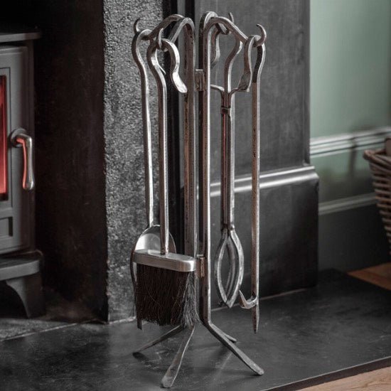 Batsford Fireside Tool Set - Antique Pewter1 - Duck Barn Interiors