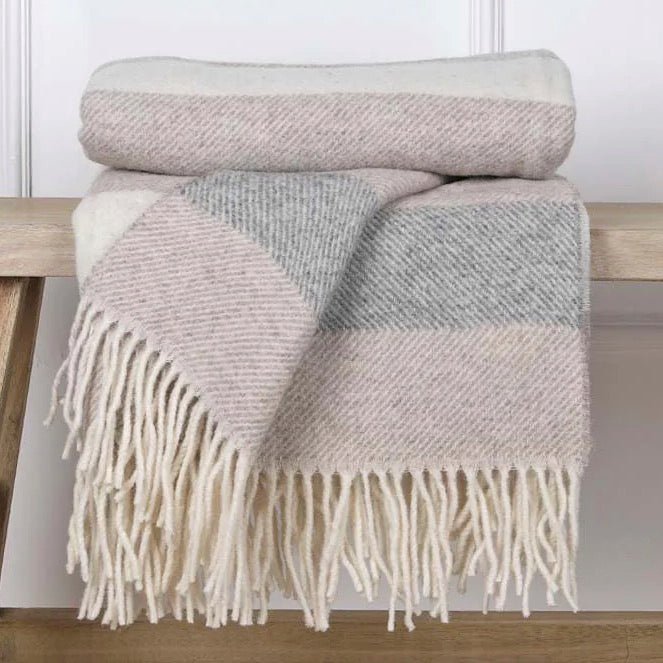 Biggie Best Camel/Grey Pure Wool Throw2 - Duck Barn Interiors