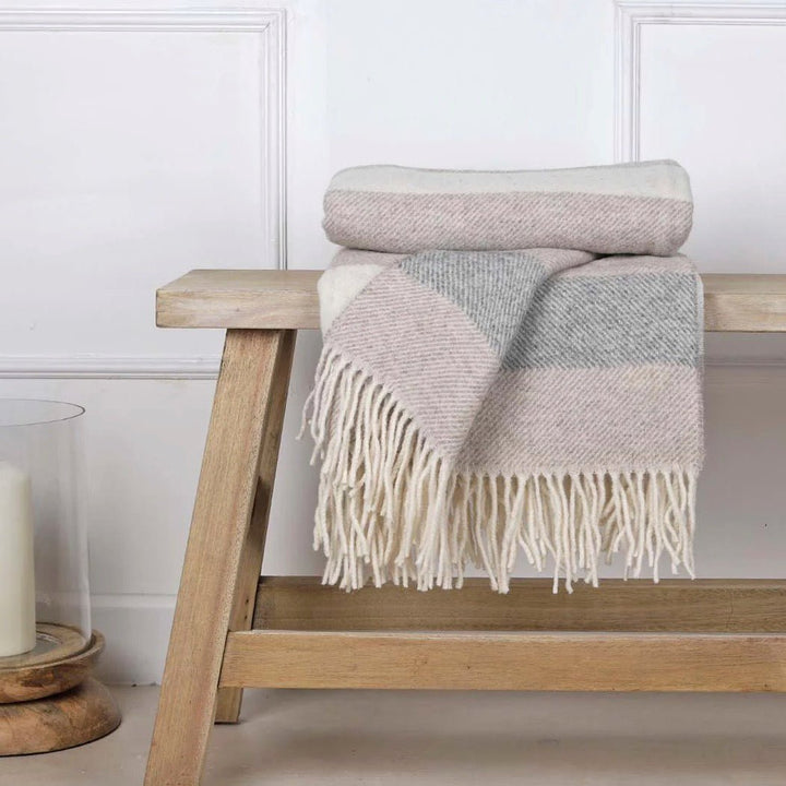 Biggie Best Camel/Grey Pure Wool Throw1 - Duck Barn Interiors