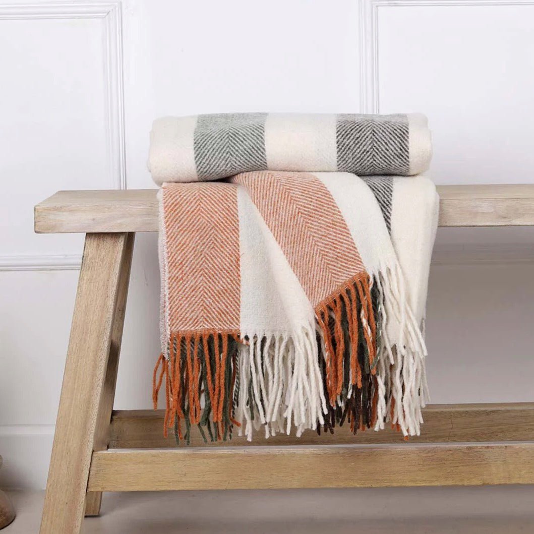 Biggie Best Woodland Stripe Pure Wool Throw2 - Duck Barn Interiors