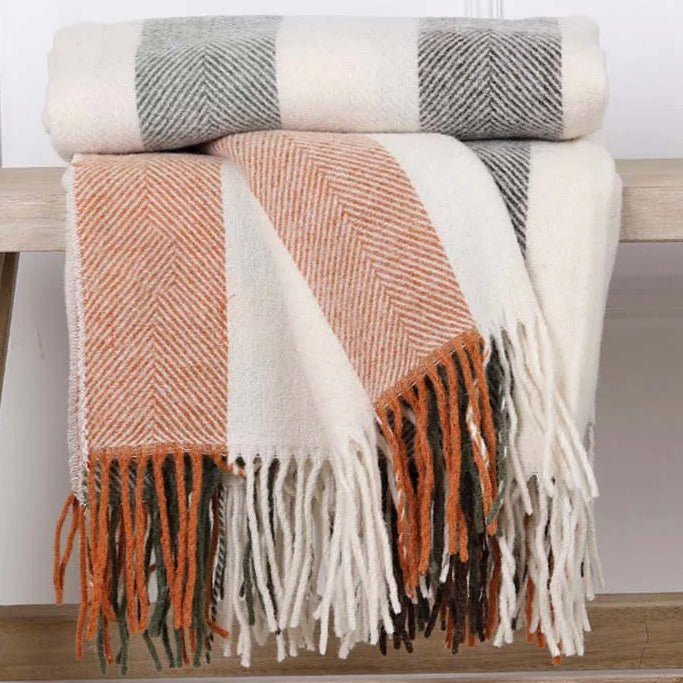 Biggie Best Woodland Stripe Pure Wool Throw1 - Duck Barn Interiors