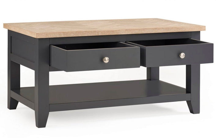 Bordeaux Coffee Table with Parquet Top - Dark Grey2 - Duck Barn Interiors