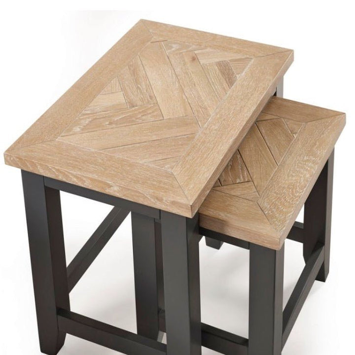 Bordeaux Nest of 2 Tables with Parquet Top - Dark Grey5 - Duck Barn Interiors