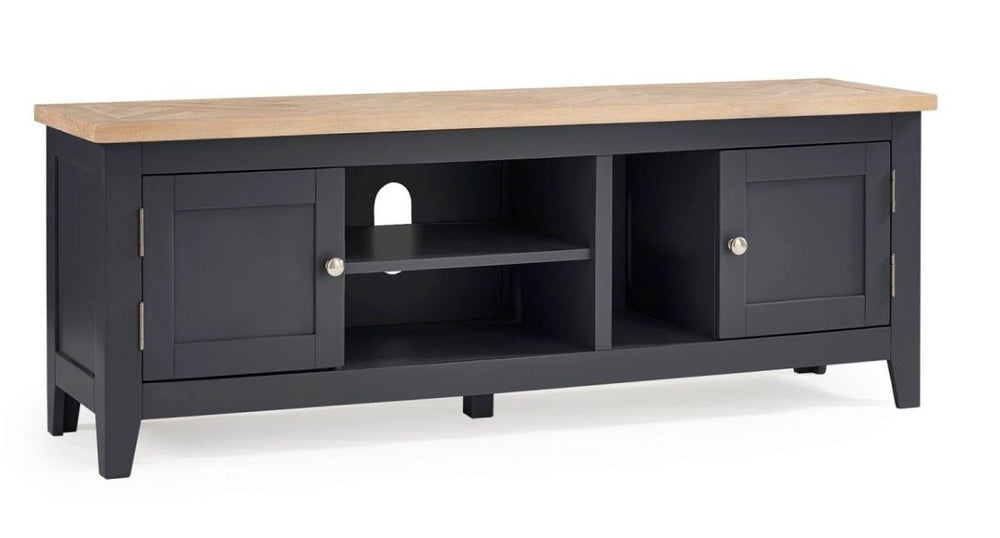 Bordeaux TV Unit with Parquet Top - Dark Grey2 - Duck Barn Interiors