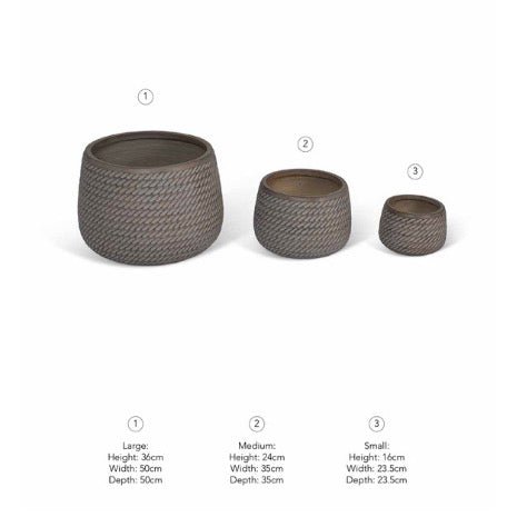 Bramdean Brown Round Planters - Set of 33 - Duck Barn Interiors