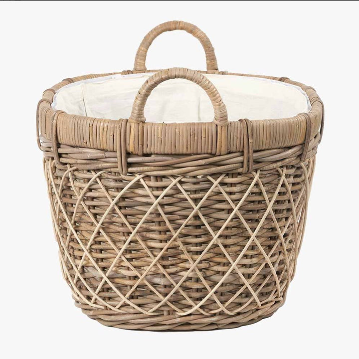 Brown Rattan Oval Laundry Basket - Duck Barn Interiors