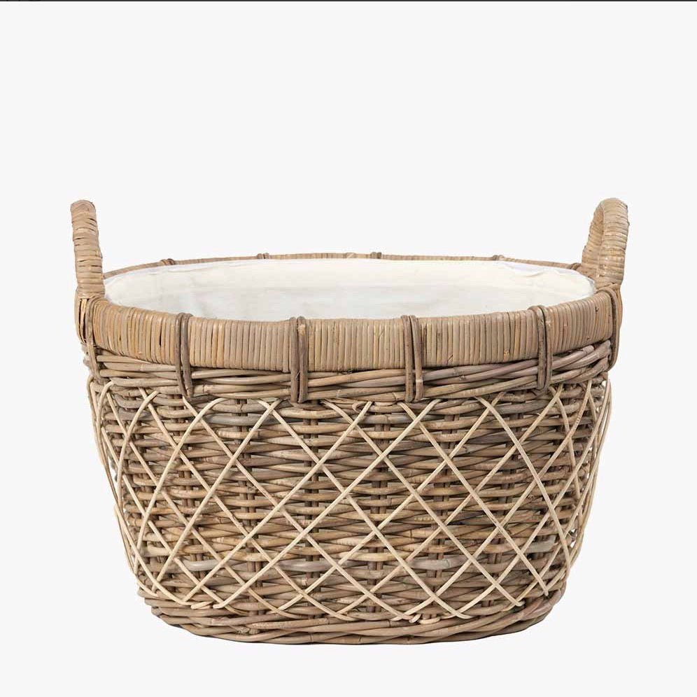 Brown Rattan Oval Laundry Basket - Duck Barn Interiors