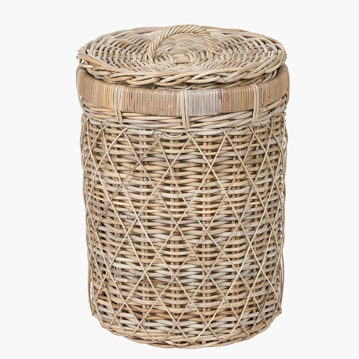 Brown Rattan Round Laundry Basket - Duck Barn Interiors