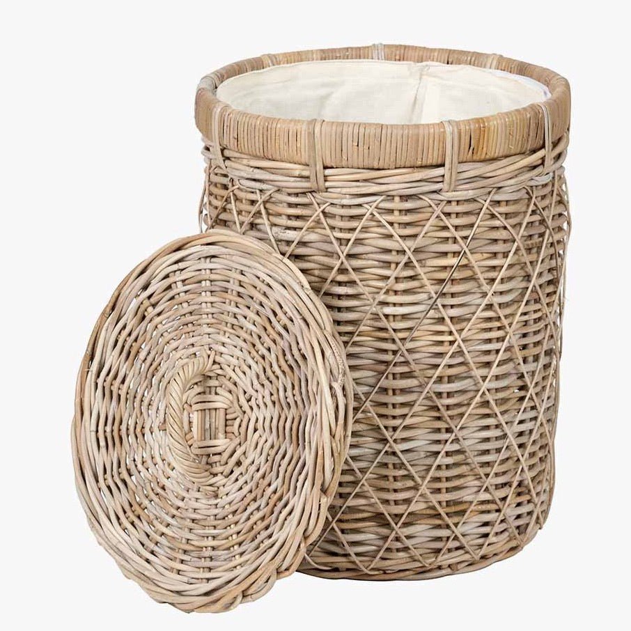 Brown Rattan Round Laundry Basket - Duck Barn Interiors