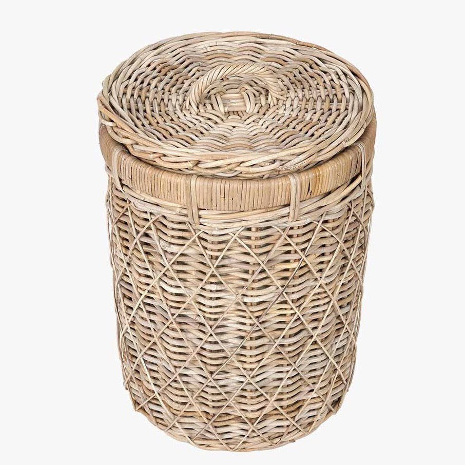 Brown Rattan Round Laundry Basket - Duck Barn Interiors