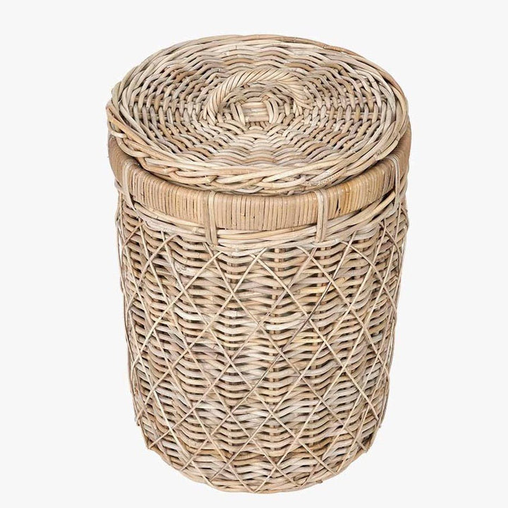 Brown Rattan Round Laundry Basket - Duck Barn Interiors