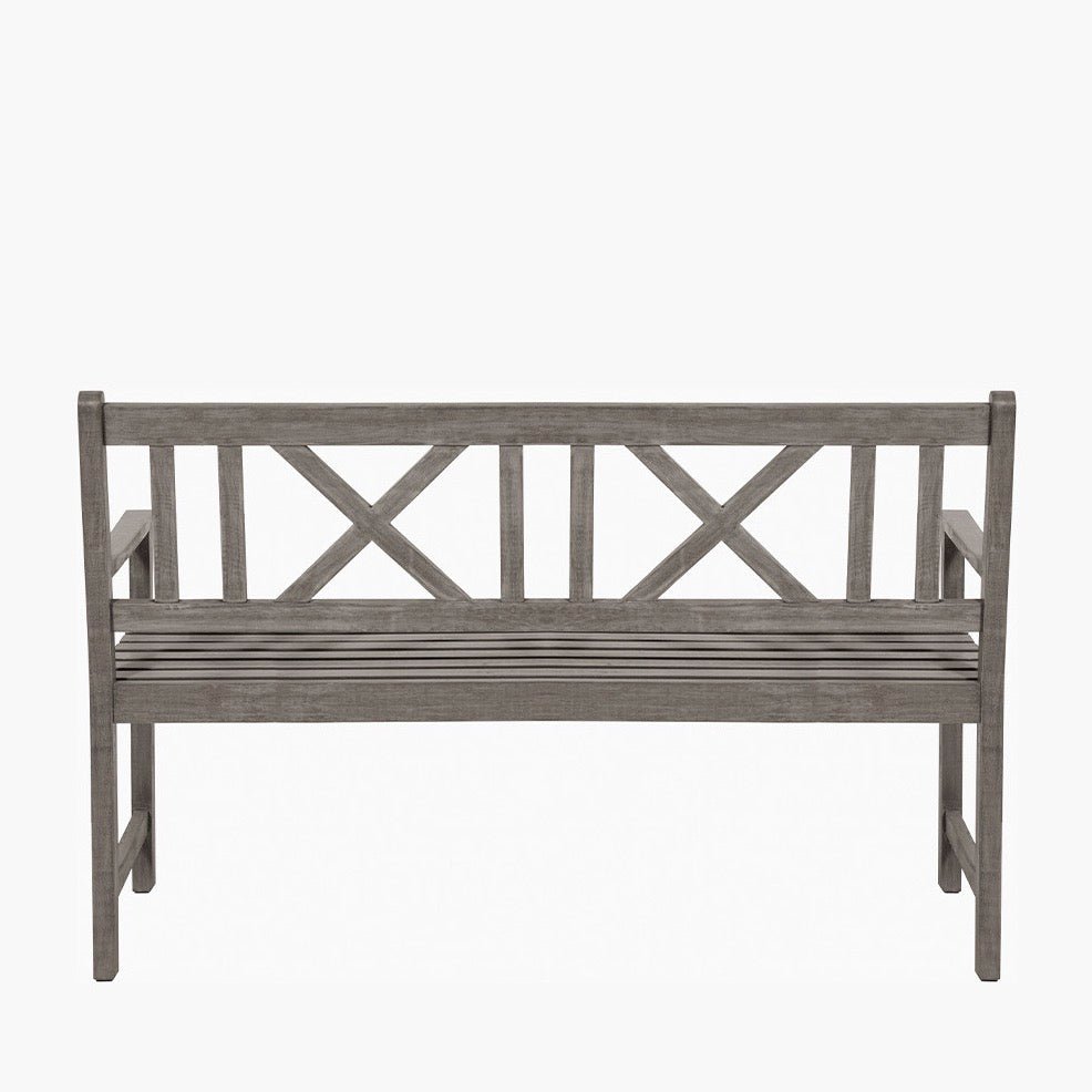 Cambridge Antique Grey Outdoor 3 Seater Acacia Wood Bench10 - Duck Barn Interiors