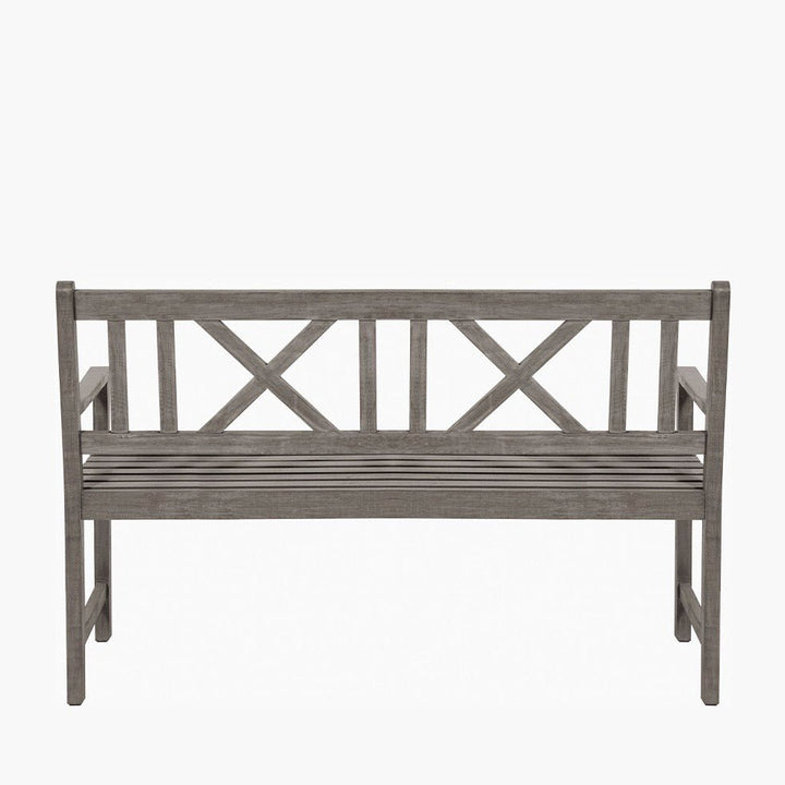 Cambridge Antique Grey Outdoor 3 Seater Acacia Wood Bench10 - Duck Barn Interiors