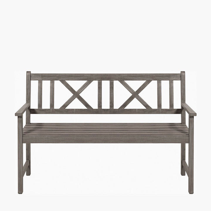 Cambridge Antique Grey Outdoor 3 Seater Acacia Wood Bench8 - Duck Barn Interiors