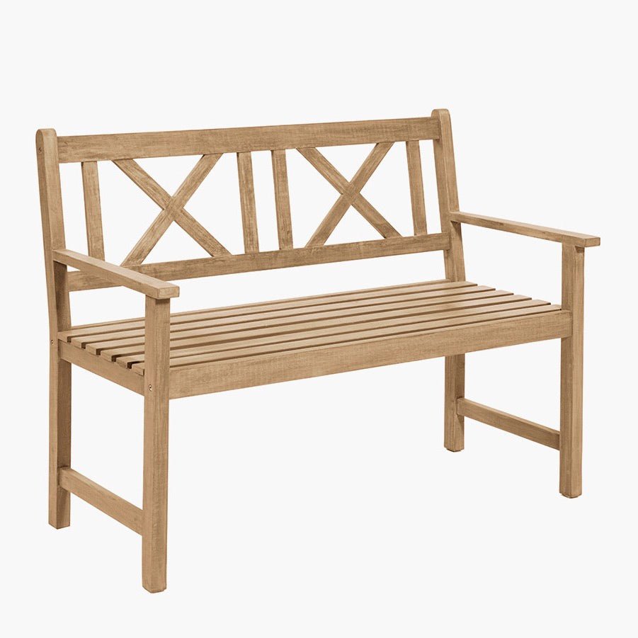 Cambridge Light Teak Outdoor 2 Seater Bench2 - Duck Barn Interiors