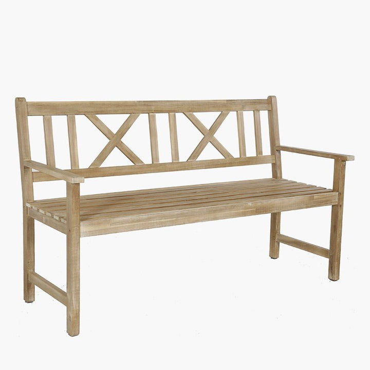 Cambridge Light Teak Outdoor 3 Seater Acacia Wood Bench4 - Duck Barn Interiors