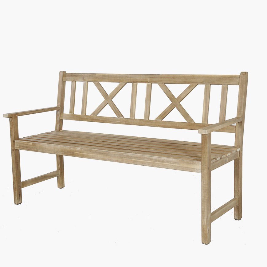 Cambridge Light Teak Outdoor 3 Seater Acacia Wood Bench2 - Duck Barn Interiors