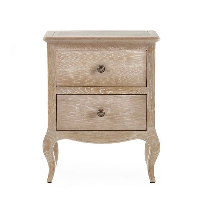 Camille 2 Drawer Bedside Table - Limed Oak4 - Duck Barn Interiors