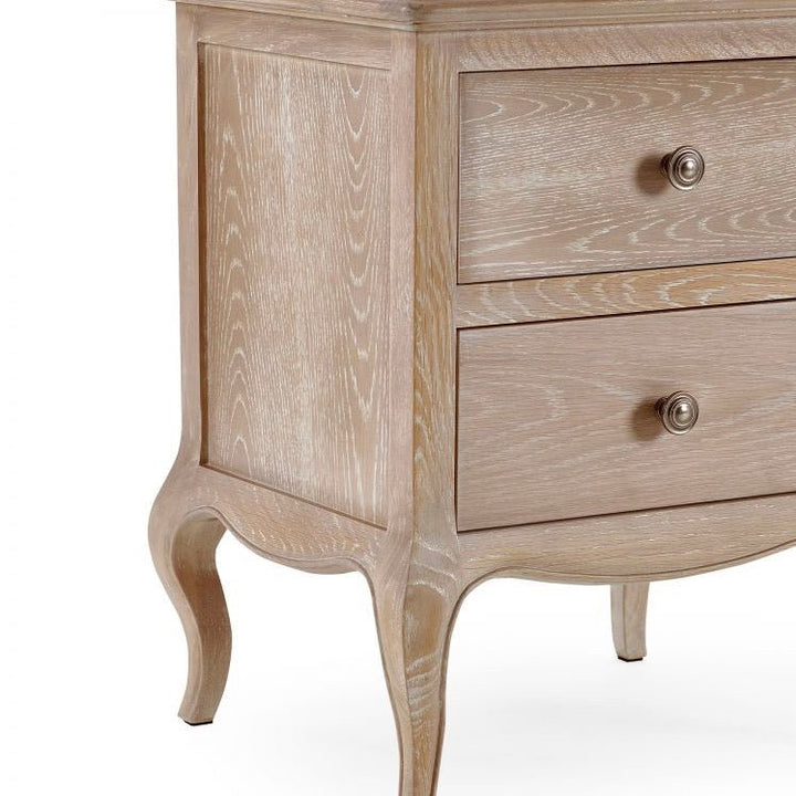 Camille 2 Drawer Bedside Table - Limed Oak5 - Duck Barn Interiors