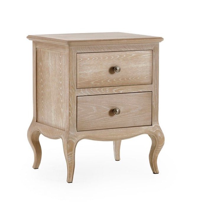 Camille 2 Drawer Bedside Table - Limed Oak2 - Duck Barn Interiors