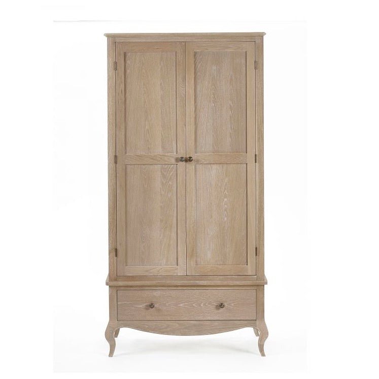 Camille Double Wardrobe with Low Drawer - Limed Oak5 - Duck Barn Interiors