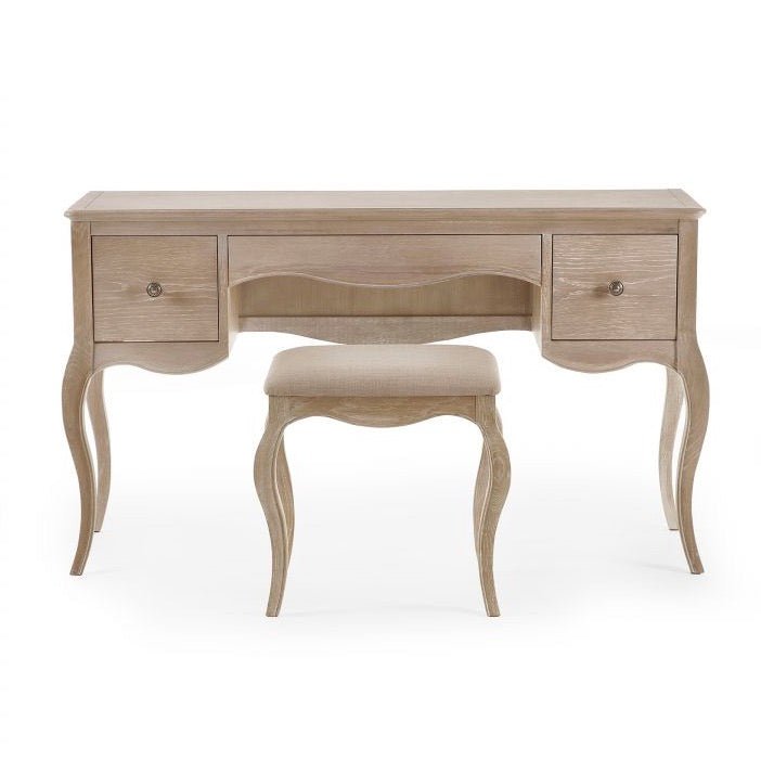 Camille Dressing Table & Stool - Limed Oak2 - Duck Barn Interiors