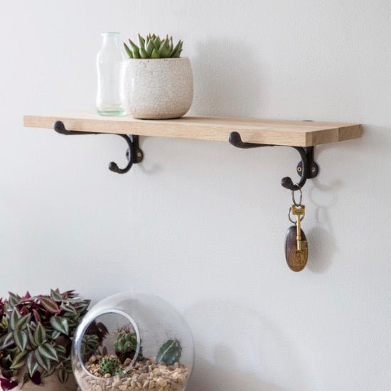 Cast Iron Bracket Raw Oak Shelf (2 Sizes)3 - Duck Barn Interiors