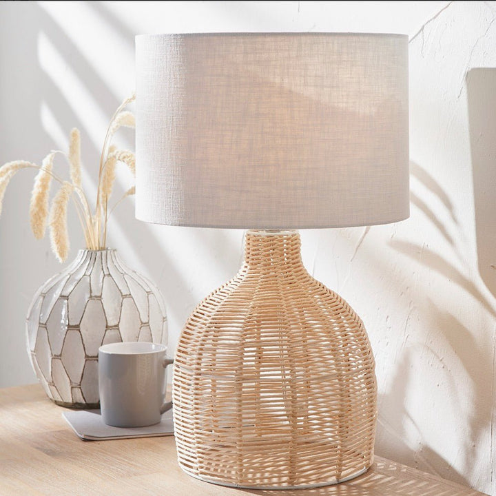 Caswell Natural Rattan Cloche Table Lamp1 - Duck Barn Interiors