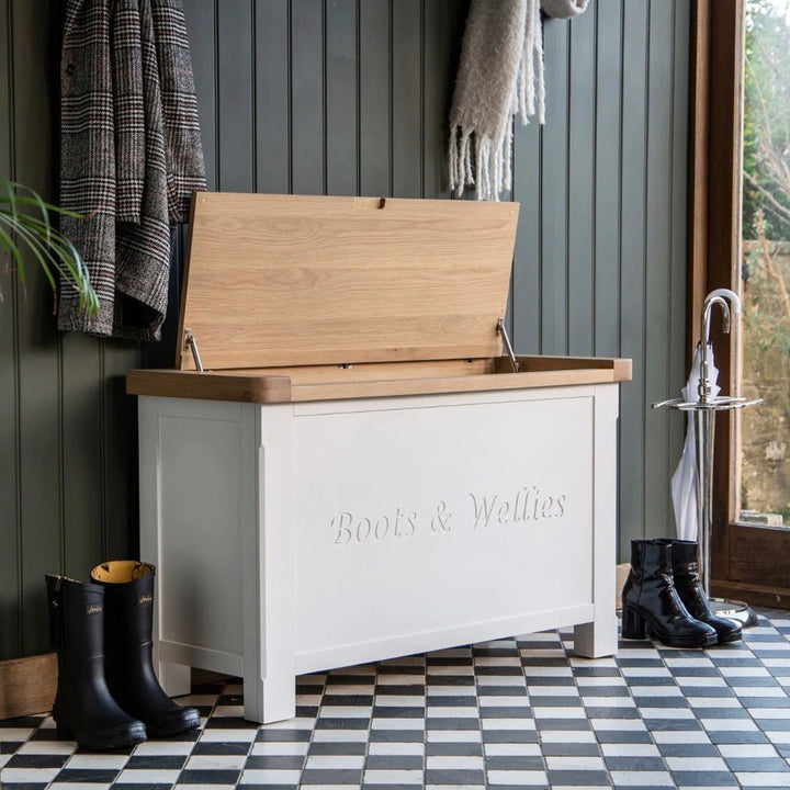 Clanfield White Boots & Wellies Storage Chest1 - Duck Barn Interiors