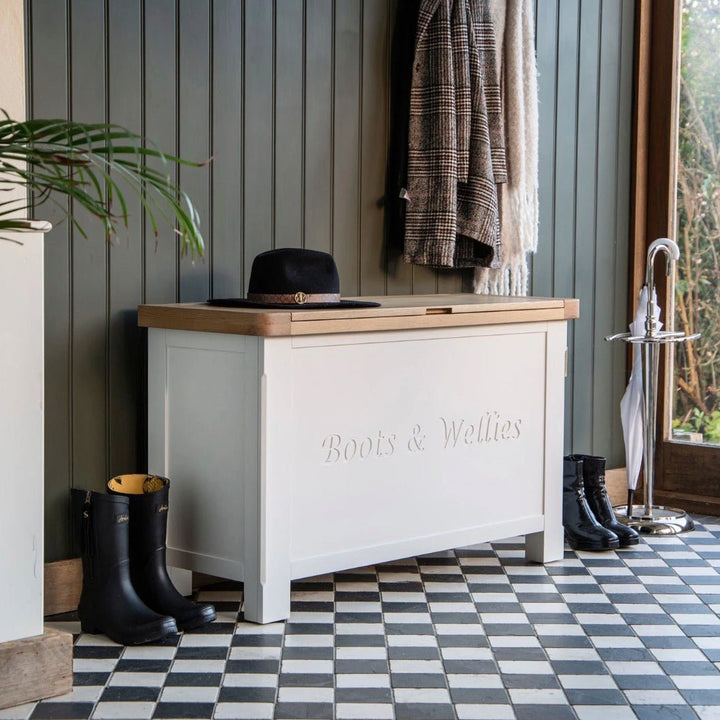 Clanfield White Boots & Wellies Storage Chest2 - Duck Barn Interiors