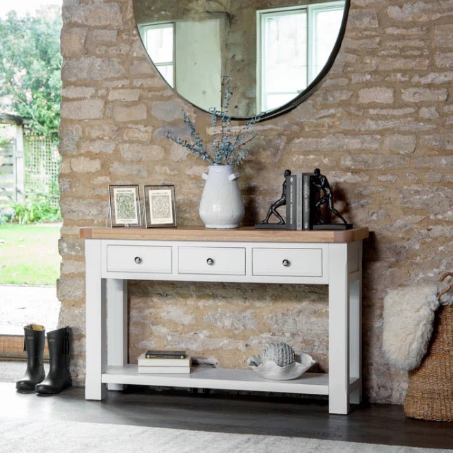 Clanfield White Console Table1 - Duck Barn Interiors