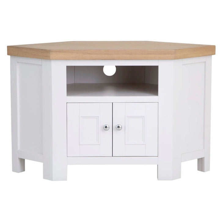 Clanfield White Corner TV Unit5 - Duck Barn Interiors