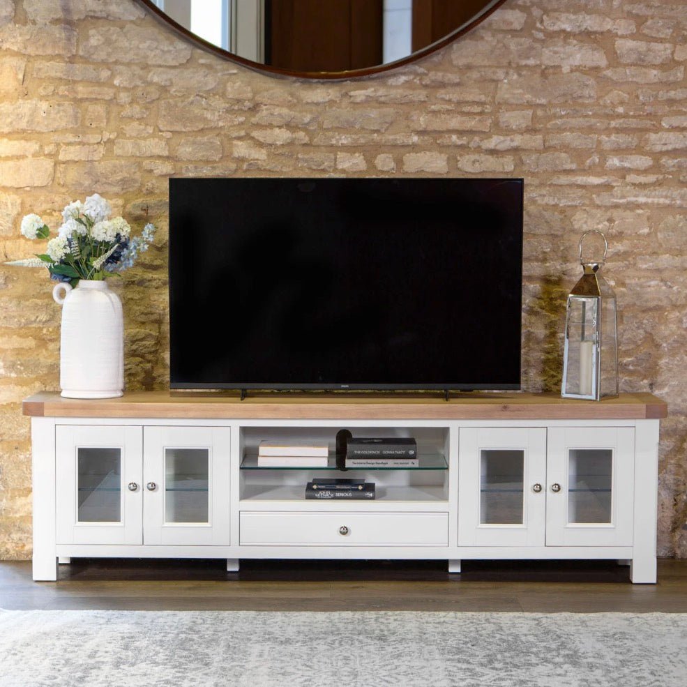 Clanfield White Extra Large TV Unit1 - Duck Barn Interiors